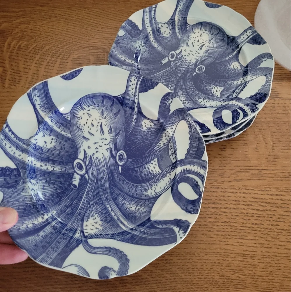 Anthropologie From the Deep Desert plates - set of 4 - Octopus